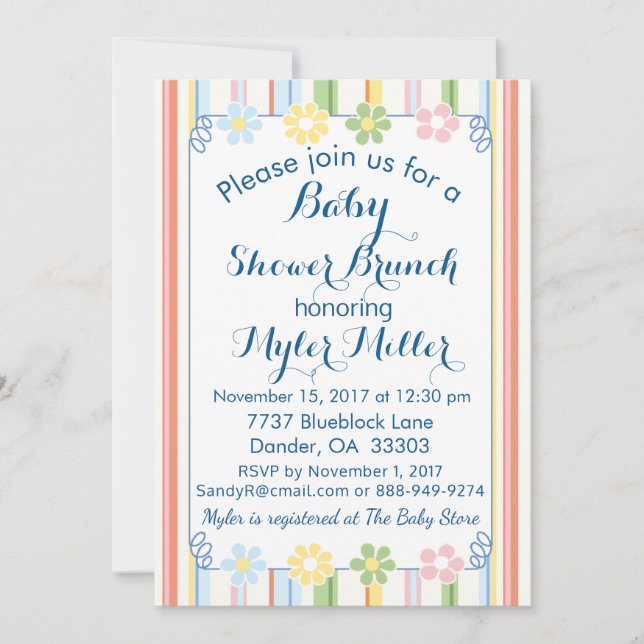 Baby Shower Invitation "Picnic Floral Invite 2" (Front)