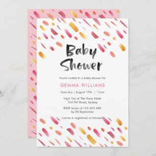 Baby Shower invitation Pink abstract paint