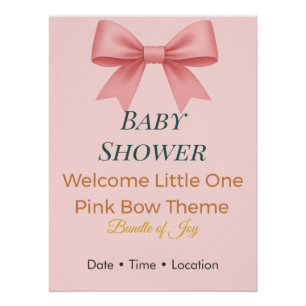 Baby Shower Invitation   Pink Bow   Bundle of Joy Poster