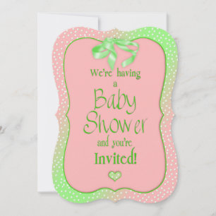 BABY SHOWER INVITATION - PINK/MINT GREEN/POLKA DOT