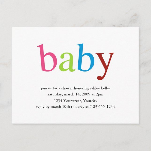 Baby Shower invitation Postcard (Front)