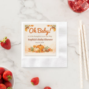 Baby Shower Invitation Pumpkin Fall Oh Baby Napkin
