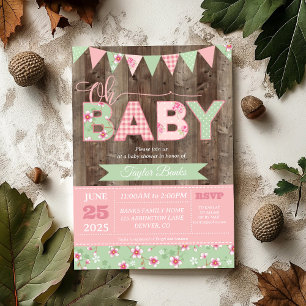 Baby Shower Invitation, Shabby Chic Baby Shower Invitation