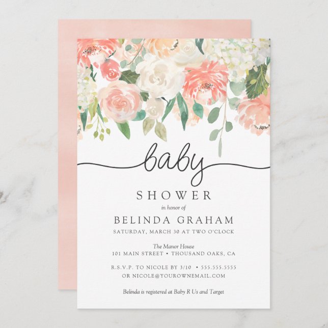 Baby Shower Invitation | Sweet Florals 02 (Front/Back)