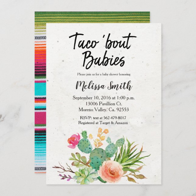 Baby Shower Invitation taco bout babies (Front/Back)