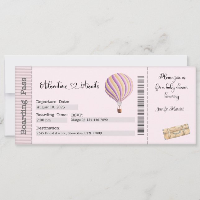 Baby Shower Invitation, Travelling Baby Shower Invitation (Front)