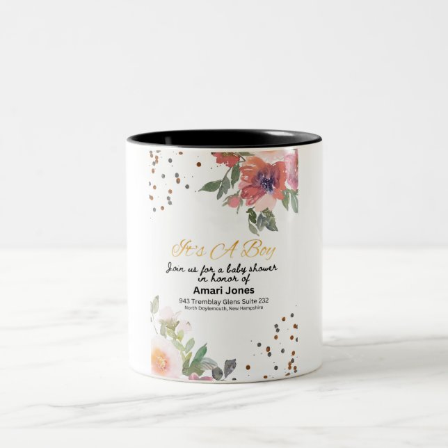 Baby Shower Invitation Two-Tone Coffee Mug (Center)