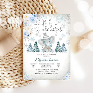 Baby Shower Invitation Winter Elephant Invitation