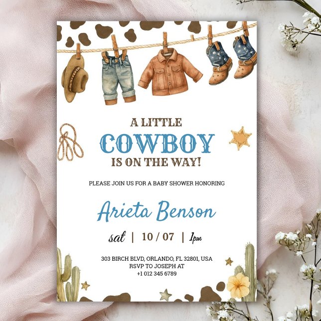 Baby shower invitation with a cowboy theme (Creator Uploaded)