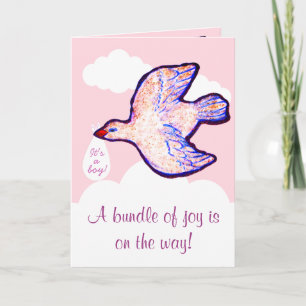 Baby Shower Invitation With Baby Bird On Cloud
