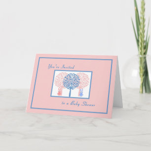 Baby Shower Invitation with Bunnies & Heart Trees