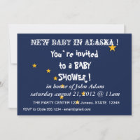 Baby Shower Invitation with Flag of Alaska,U.S.A.