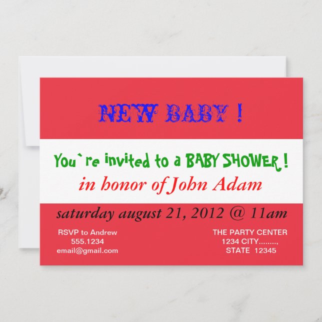Baby Shower Invitation with Flag of Austria (Front)