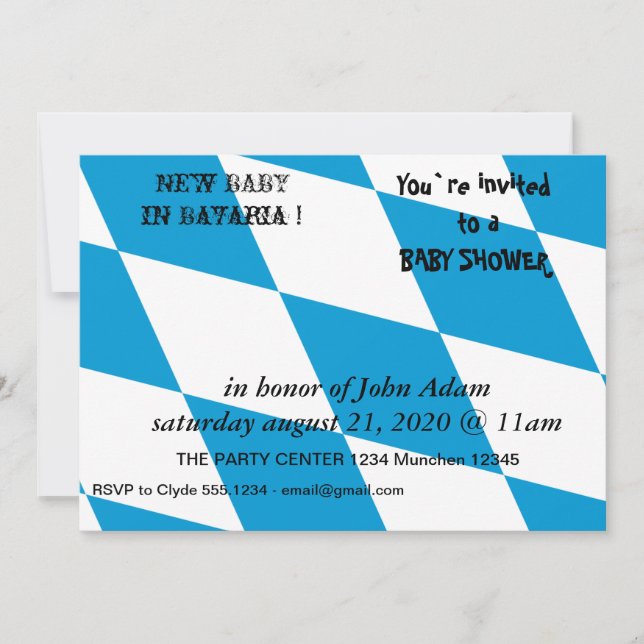 Baby Shower Invitation with Flag of Bavaria (Front)