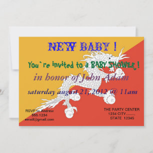 Baby Shower Invitation with Flag of Bhutan