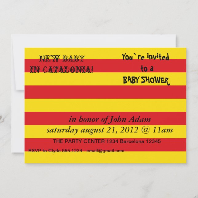 Baby Shower Invitation with Flag of Catalonia (Front)
