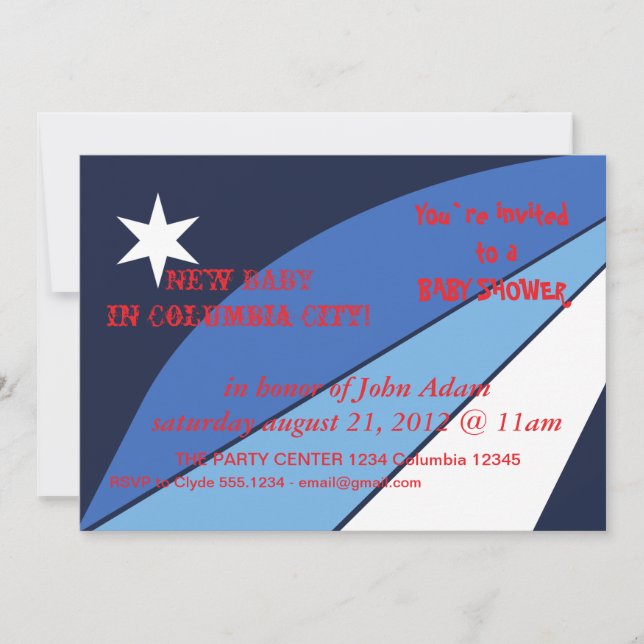 Baby Shower Invitation with Flag of Columbia, SC (Front)