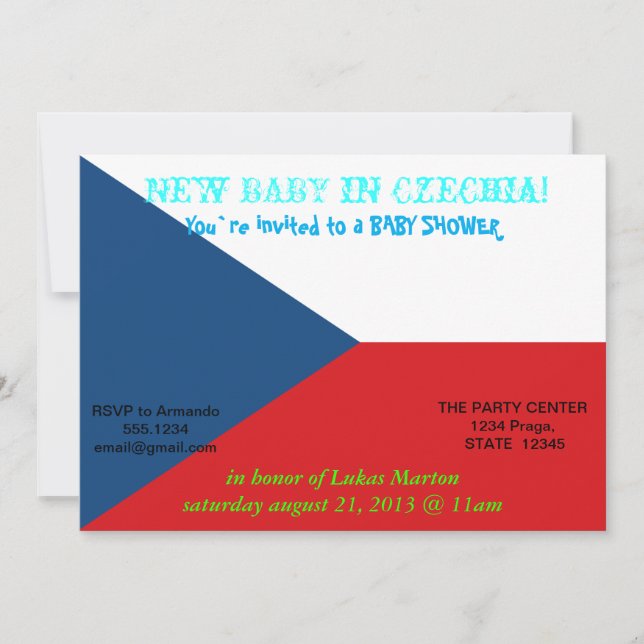 Baby Shower Invitation with Flag of Czechia (Front)
