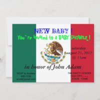 Baby Shower Invitation with Flag of Mexico