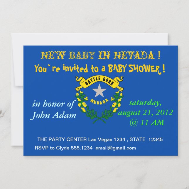 Baby Shower Invitation with Flag of Nevada (Front)