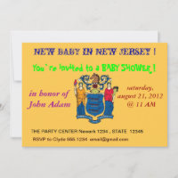 Baby Shower Invitation with Flag of New Jersey