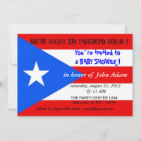 Baby Shower Invitation with Flag of Puerto Rico