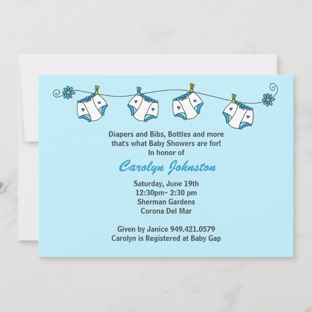 Baby Shower Invitation with Matching Envelopes (Front)