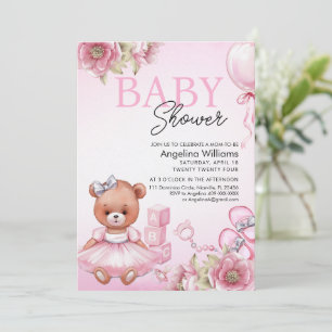 Baby Shower Invitation with teddy bear.
