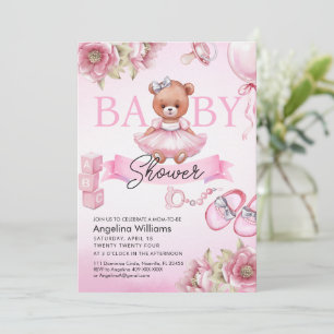 Baby Shower Invitation with teddy bear.