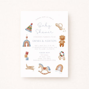 Baby Shower Invitation Wooden Toys – Boho Style fo