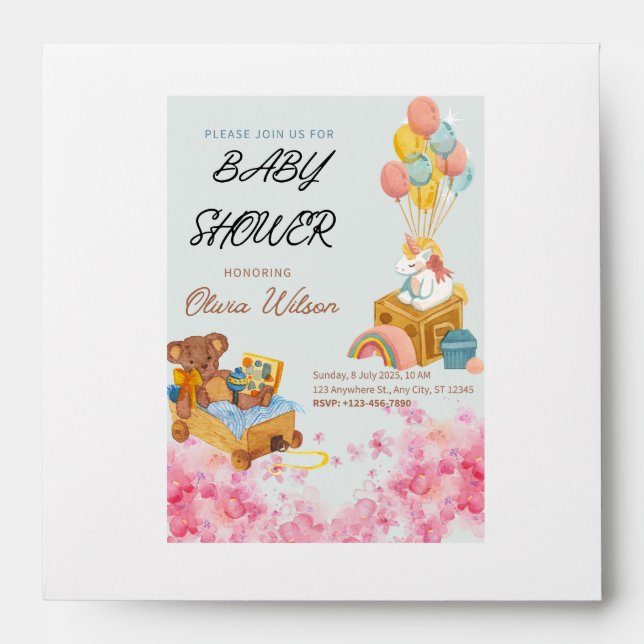 Baby shower invitations customise able envelope (Front)