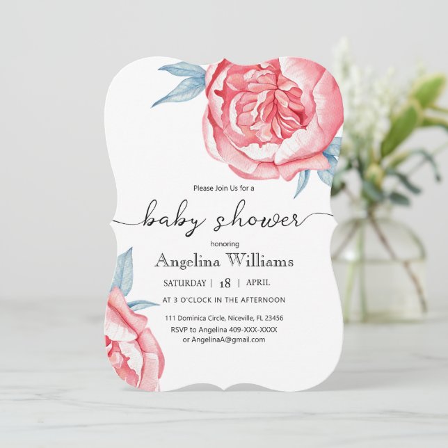 Baby shower Invitations Flowers (Standing Front)