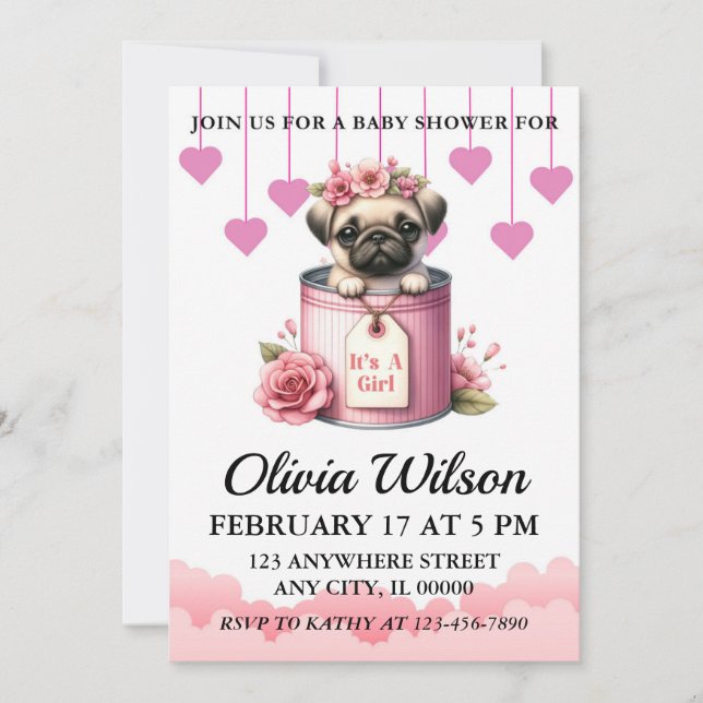 Baby Shower Invitations, Puppy Theme Invitations (Front)