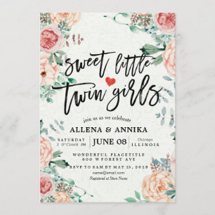 Baby Shower Invitations Sweet Little Twin Girls