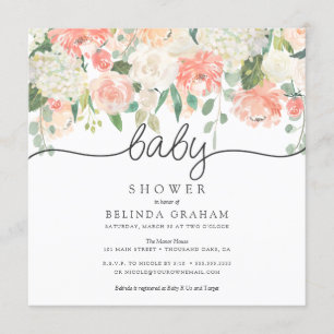 Baby Shower Invitations Sweet Watercolor Floral SQ