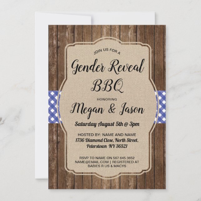 Baby Shower Invite Couples BBQ Gender Reveal (Front)
