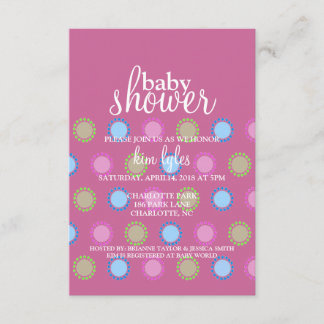 Baby Shower Invite - Dots - purple