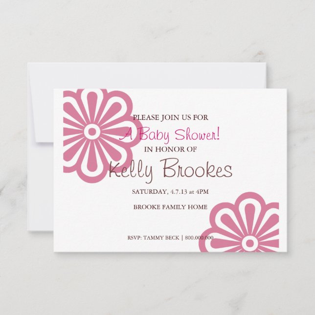 Baby Shower Invite | Flowered I |pnk (Front)
