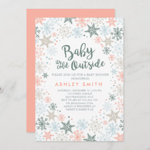Baby Shower invite It's cold outside Snowflakes