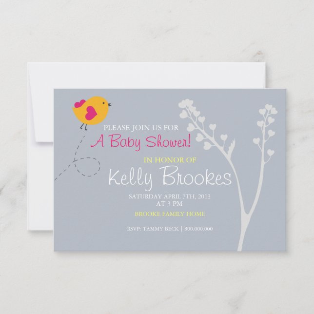 Baby Shower Invite | Love's Bird |blue (Front)
