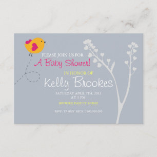 Baby Shower Invite Love's Bird blue
