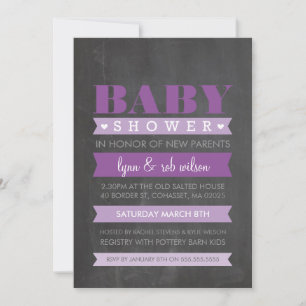 BABY SHOWER INVITE modern chalkboard purple