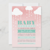 BABY SHOWER INVITE ombre watercolor mint coral