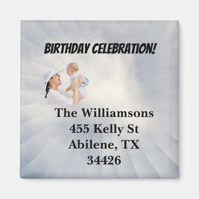 Baby Shower Invite with Sky Blue Background Magnet (Front)