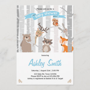 Baby Shower invite Woodland Animals Forest Boy