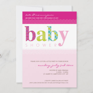 BABY SHOWER INVITES :: baby patterned letters 3P