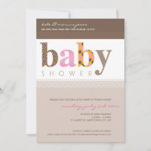 BABY SHOWER INVITES :: baby patterned letters 5P