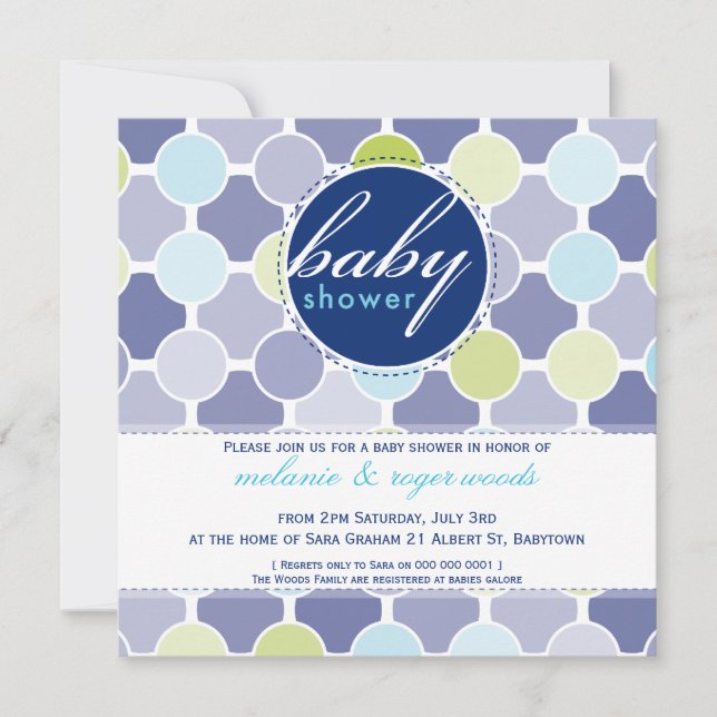 BABY SHOWER INVITES :: fizzy spots 6SQ (Front)