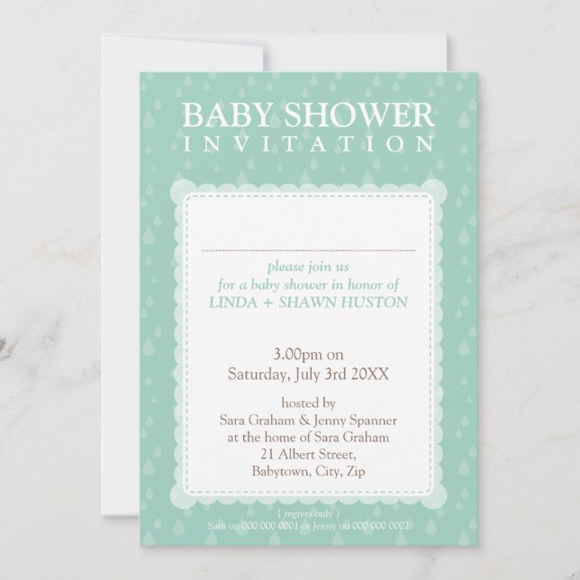 BABY SHOWER INVITES :: rain drops 5P (Front)