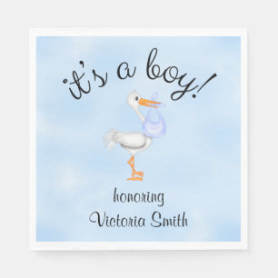 Baby Shower It's a Boy Baby Boy Stork Napkin